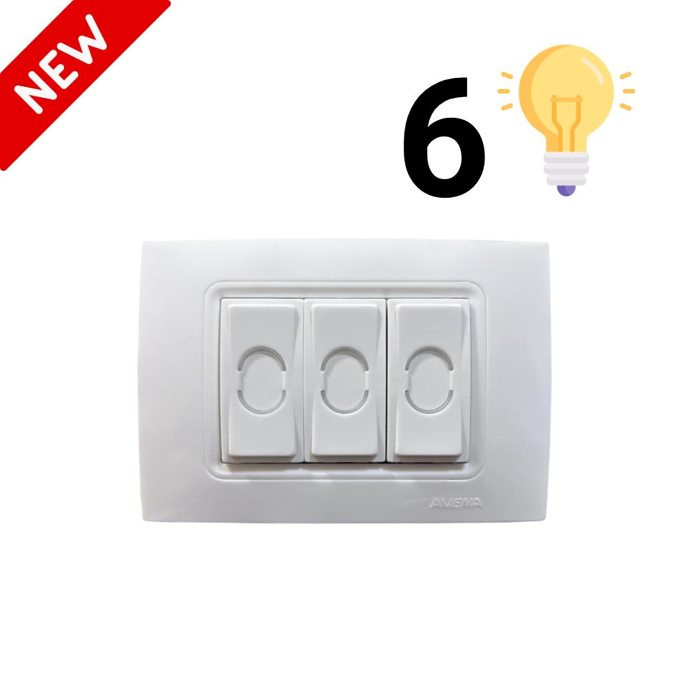 AION 6 Channel Light Switch - White